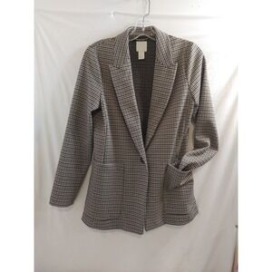 H&M Fall Plaid Houndstooth Relaxed Fit Blazer Jacket Career Size 6‎ Women's